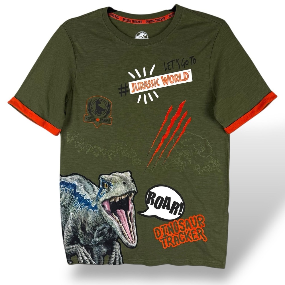 Jurassic World Dinosaur Tracker Graphic T-Shirt Youth Boys' XXL 18 Short Sleeves